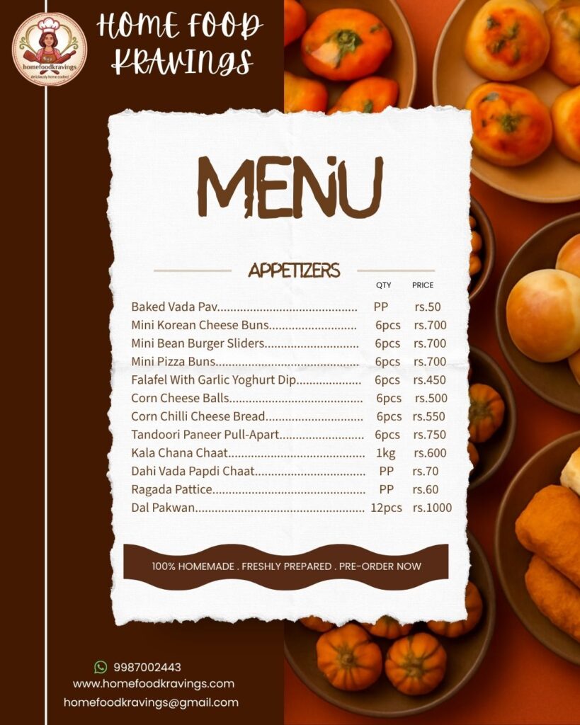 Appetizers menu for catering service in Andheri with snacks and starters