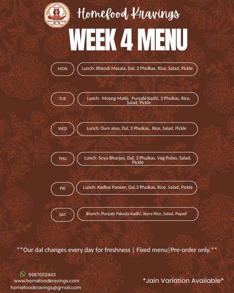 Week 4 tiffin menu in Andheri for healthy daily food delivery
