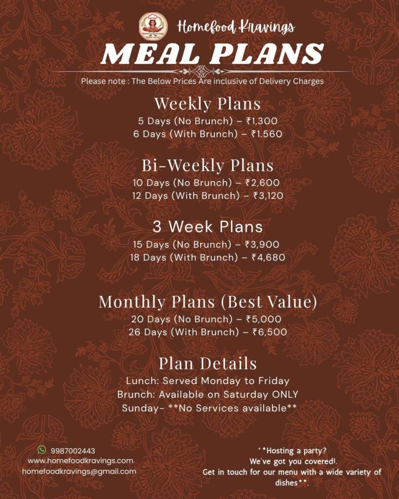 Tiffin meal plans in Andheri for weekly subscription service