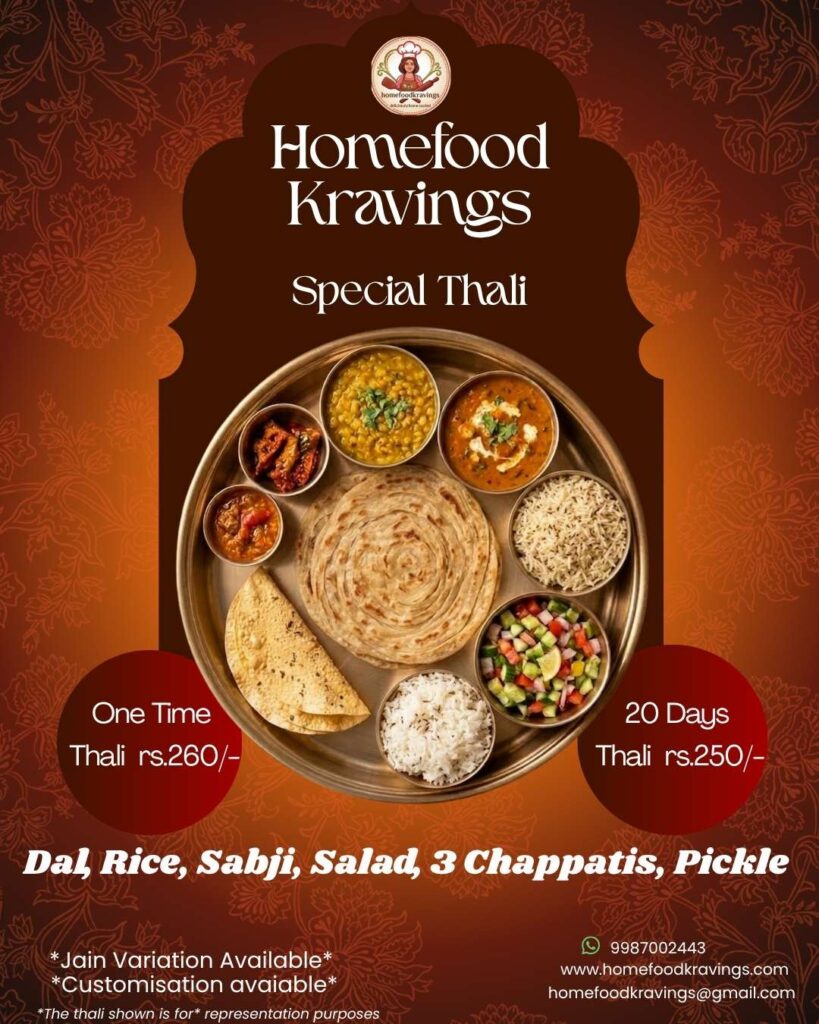 Special thali tiffin service in Andheri with home cooked vegetarian meal